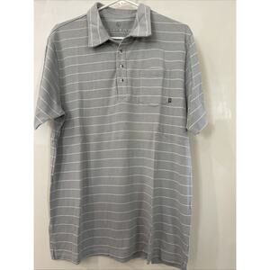 New Free Fly Men’s Bamboo Dockside Polo Gray‎ Stripe Golf Performance Size Large